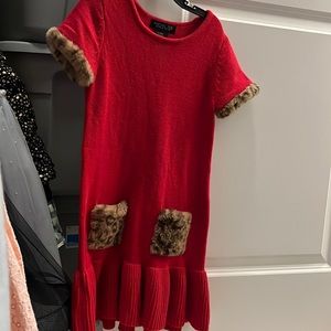 Rachael Zoe girls red dress with leopard accents